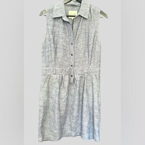 Life in Progress Chambray Linen-Blend Dress (Size L)
